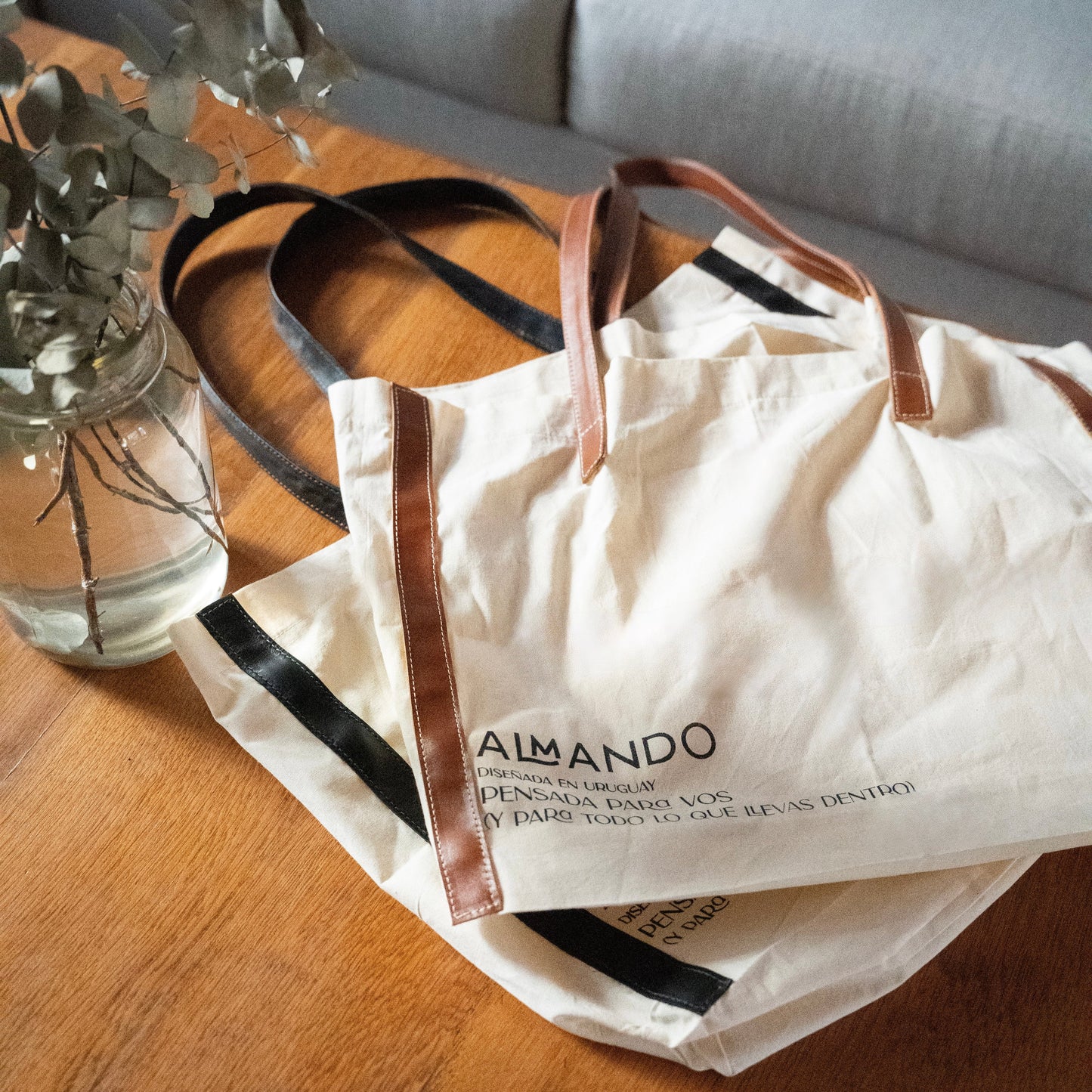 Tote lienzo y cuero