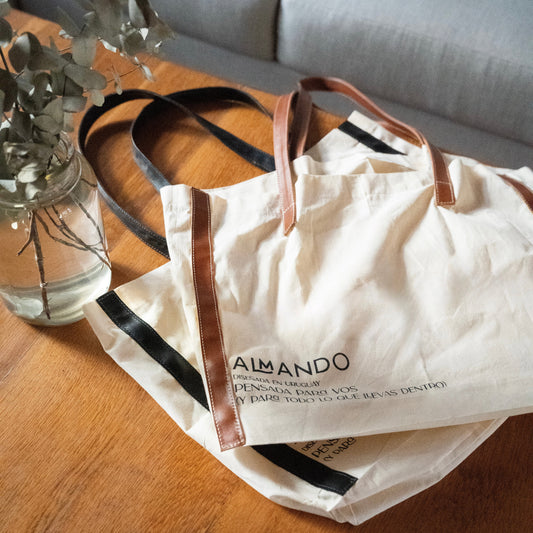 Tote lienzo y cuero